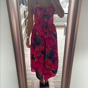 Vibrant Pink Floral cullote dress